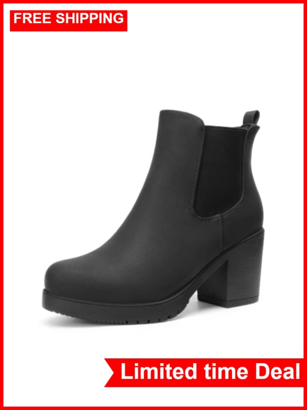 Women's Chelsea Ankle Boots Faux Suede Chunky Block Heel Pull-On Fall Booties